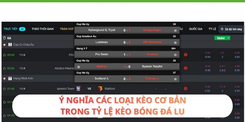 Ý nghĩa các loại kèo cơ bản trong tỷ lệ kèo Bóng Đá Lu